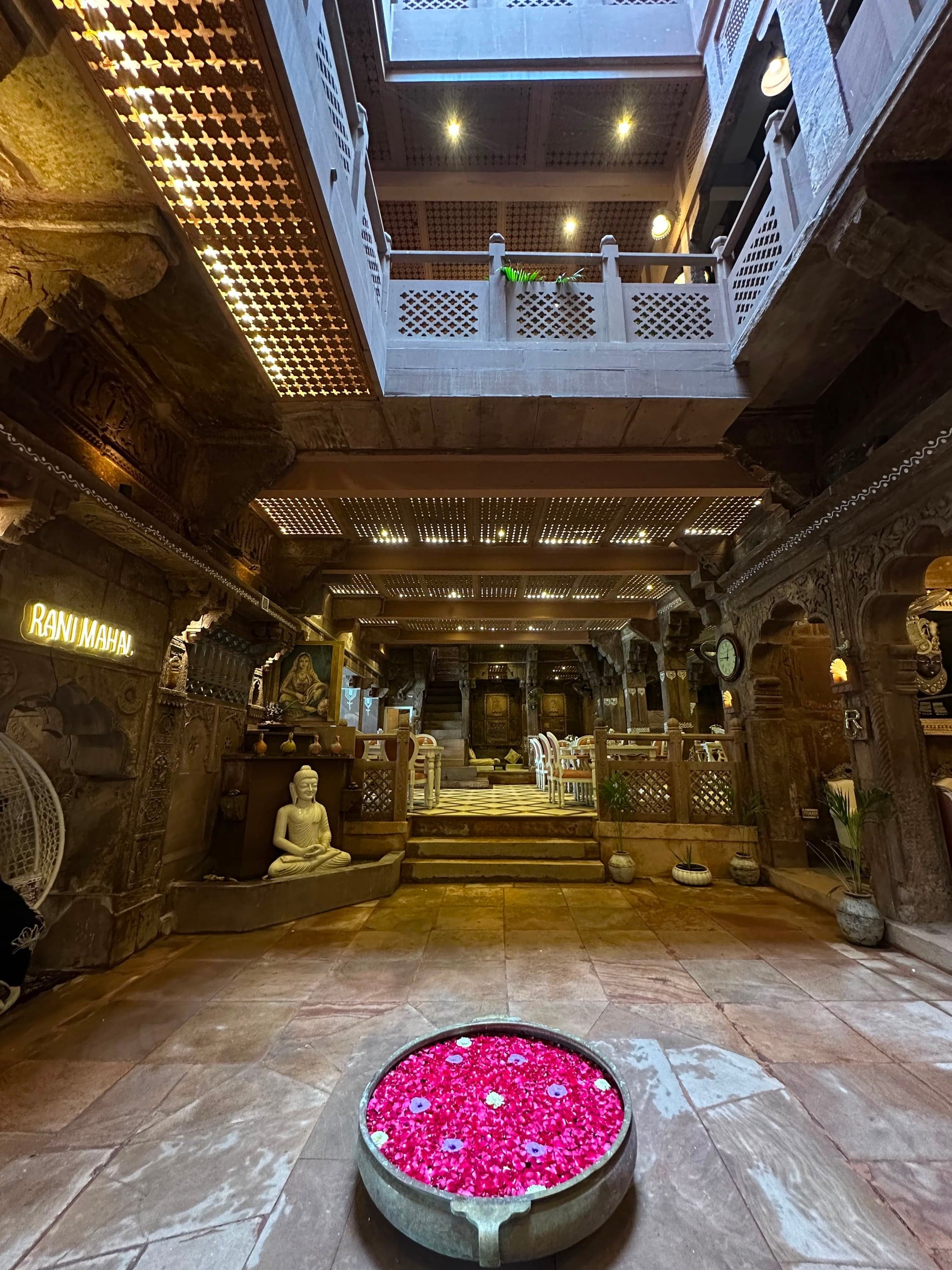 The restored grand lobby of Rani Mahal